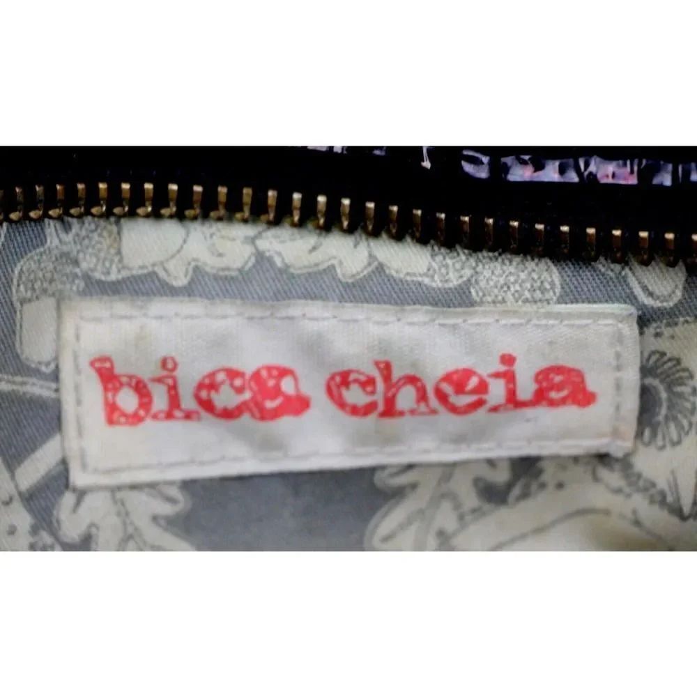 BICA CHEIA BLACK CRINKLED GENUINE LEATHER SUEDE TOTE SHOULDER BAG HANDBAG PURSE - Picture 8 of 10